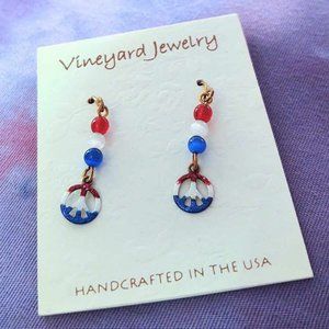 NWT Handmade Patriotic Peace Sign Dangle Earrings